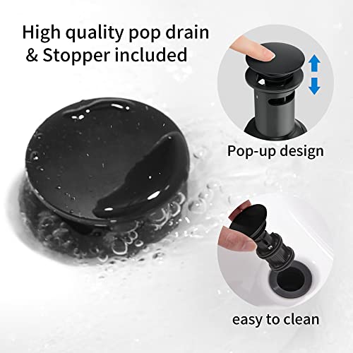 2 Handle Black Bathroom Sink Faucet - 4 Inch Centerset Faucet Bathroom 2 or 3 Hole Lavatory Faucet Bathroom Vanity Sink Faucets with Pop-up Drain and Supply Lines Matte Black - color: Black