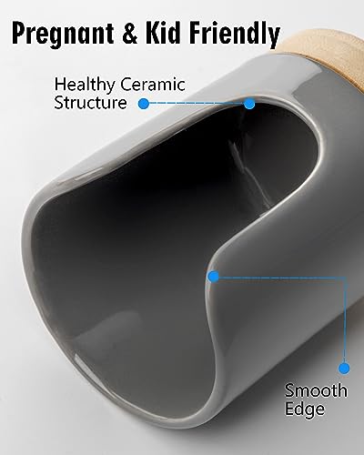 Ceramic Bathroom Cup Holder, 3 oz Dispenser, Grey | Mouthwash Cups Dispenser for Bathroom, Guest Toiletries, Countertop - color: Grey, size: Set/1