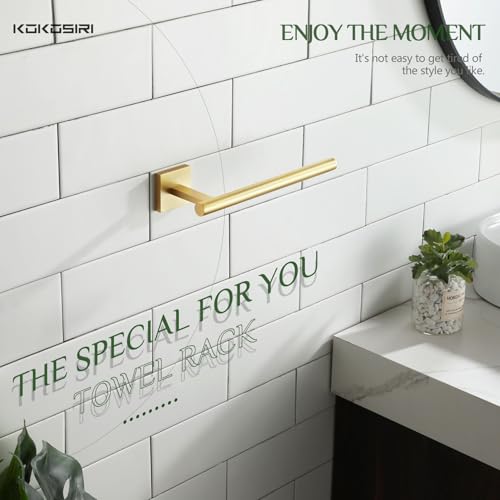 KOKOSIRI Bathroom Towel Bar Gold Hand Towel Holders Wall Mount Toilet Kitchen Cabinet Paper Holder Stainless Steel Bath Accessories, B3008BG - color: Gold, size: 1 Pack