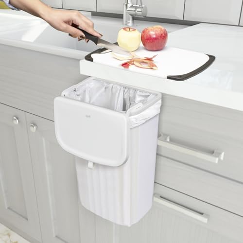 Glad Roomate Under Counter Waste Bin | Space Saving Small Trash Can for Kitchen Cabinet, Bathroom or Office | Dual Lid for Ease of Opening, 12 Liter, White - color: 12 Liter White Plastic