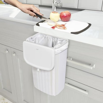 Glad Roomate Under Counter Waste Bin | Space Saving Small Trash Can for Kitchen Cabinet, Bathroom or Office | Dual Lid for Ease of Opening, 12 Liter, White - color: 12 Liter White Plastic