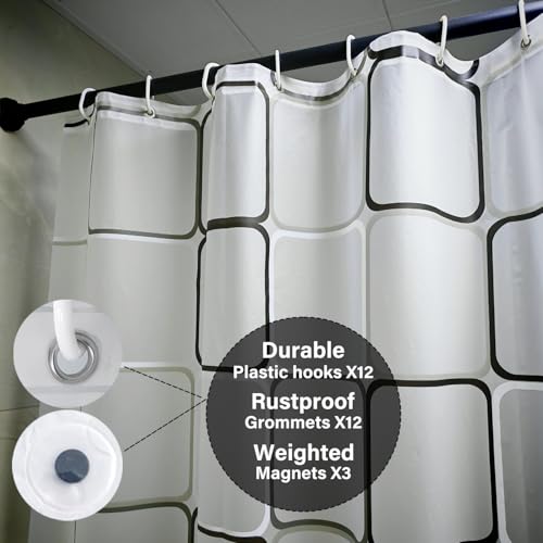 Plastic Shower Liner - Premium EVA 5G Shower Curtain Liner with Rustproof Grommets and 3 Weighted Magnets, Waterproof Shower Curtain for Bathroom(Classic Square, 72”*72”) - color: Classic Square, size: 72”*72”