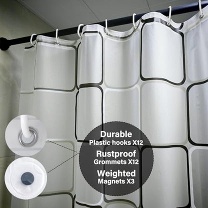 Plastic Shower Liner - Premium EVA 5G Shower Curtain Liner with Rustproof Grommets and 3 Weighted Magnets, Waterproof Shower Curtain for Bathroom(Classic Square, 72”*72”) - color: Classic Square, size: 72”*72”