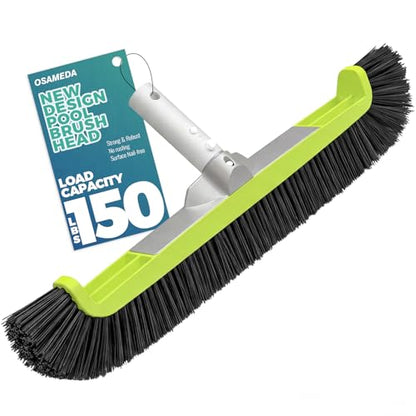 18" Pool Brush Head - Scrub Brushes, Curved Ends, Green & Black | High-Efficiency Scrub Brush for Cleaning Swimming Pool Walls, Tile, Fiberglass, Flooring and Vinyl Pools, Fits Φ1.25” Poles - color: Black
