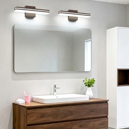 SineRise 16-Inch LED Modern Bathroom Vanity Light Bar, Brown Modern Acrylic Bathroom Wall Lighting Fixtures Over Mirror (Cool White 6000K) - color: Brown-Cool White, size: 16-Inch
