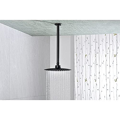 12 Inch Matte Black Ceiling Mounted Shower Arm for Rain Shower Head | Shower arm and flange - color: Black, size: 12 Inches