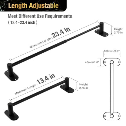 HITSLAM Self Adhesive and Screw Mounted Towel Bar, Adjustable 13.4-24 Inch Wall Mount Towel Holder, SUS304 Stainless Steel Bathroom Towel Rack, Matte Black - color: Matte Black
