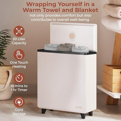 SereneLife Luxury Rectangle Towel Warmer - Spa & Bathroom Heater with Custom Fragrance, Auto Shut-Off, Fits 2 large Towels, Blankets, Bathrobes, PJ's - Perfect Gift for Him & Her (Black) - color: Black