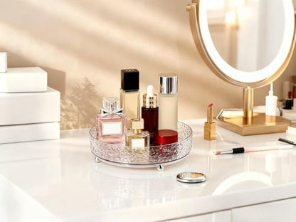 360° Rotating Makeup Organizer, 9" Clear Perfume Organizer Turntable Lazy Susan for Vanity, Pantry, Bathroom Counter, Cabinet, Spinning Cosmetic Storage Holder for Skincare, Perfume, Lotions - size: 9 inch