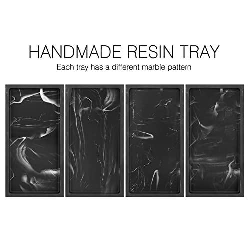 Luxspire Resin Bathroom Vanity Tray Countertop Organizer, Mini, Ink Black | 8 x 4 inch, non-slip waterproof resin, easy wipe clean, fits bath kitchen vanity, holds jewelry toiletries soap - color: Ink Black, size: Mini