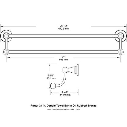 Delta Porter 24 in Wall Mount Double Towel Bar Bath Hardware Accessory in Oil Rubbed Bronze 78425-ORB
