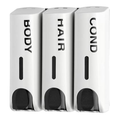 Trio Wall Mounted Shampoo Soap Shower Dispensers with 3x350ml Refillable Bottles, White - color: Trio White