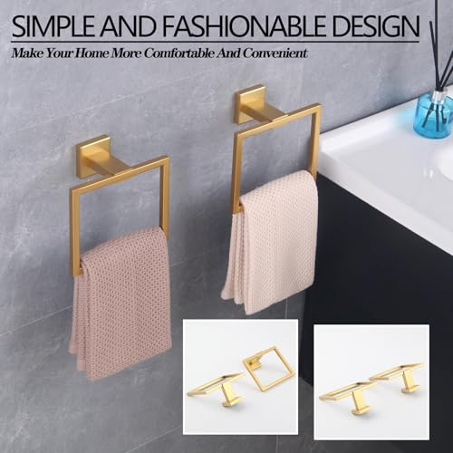 GERZWY Bathroom Hand Towel Holder Gold Stainless Steel Towel Ring for Bath Kitchen Garage Heavy Duty Wall Mounted JG1916-2BE - color: Gold