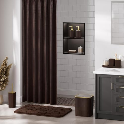 XLHOMO 26PC Bathroom Accessories Set - Gorgeous Brown Bathroom Set, Bathroom Accessory Set, Shower Curtain Set with Bathtub Mats for Shower Tub, Trash Can & Soap Dispenser - size: Bath Set+Bathtub Mat+Shower Curtain&Rugs, style: Brown&Gold