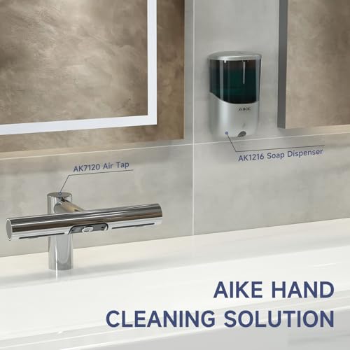 AIKE Liquid Automatic Soap Dispenser,Power by 4*AA Batteries for Bathroom | 5-level adjustable for Home and Small Business(Batteries Not Included),No-Drill and Screw Wall Mount for Space-Saving,AK1216 - color: Silver