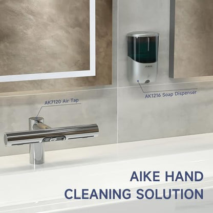 AIKE Liquid Automatic Soap Dispenser,Power by 4*AA Batteries for Bathroom | 5-level adjustable for Home and Small Business(Batteries Not Included),No-Drill and Screw Wall Mount for Space-Saving,AK1216 - color: Silver