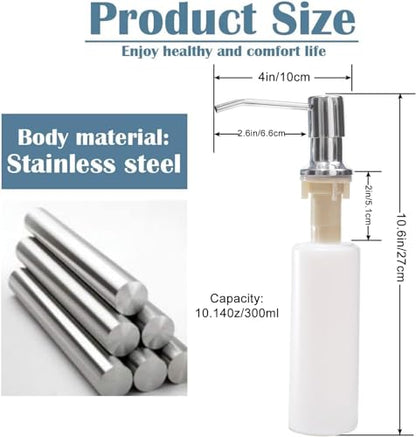 Soap Dispenser for Kitchen Sink (Chrome),Built in Design Sink Soap Dispenser, Refill from The Top, Stainless Steel Kitchen Soap Pump with 10 fl.oz Bottle (300ml) - color: Chrome, style: Antique