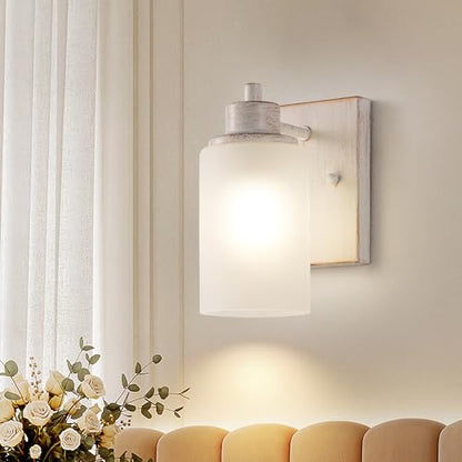 2 Pack Bath Vanity Light Fixture, Modern Indoor Wall Scone Lighting with Opal White Glass Shade, White Gold Wall Lamps - color: White Gold, size: 2 Pack