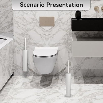 Wall Mounted WhiteToilet Brush with Holder,Durable Cleaning Toilet Bowl Brushes with Holders - color: White