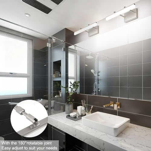 Aipsun Brushed Nickel Vanity Light 16 inch Modern Wall Sconces Adjustable LED Bathroom Light Fixtures Over Mirror Rotatable Vanity Lighting 5500K - color: Brushed Nickel, size: 15.7 in
