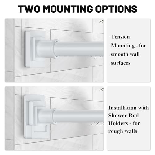 UIOSANRT White Shower Curtain Rod 31-68 inches with Holders, Stainless Steel Shower Rod & Tension Rod, Adjustable Tension Shower Curtain Rod for Bathroom, Windows, Closet - color: White, size: 31"-68"