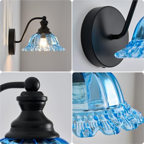 XIEDUN Vanity Light Black Wall Sconces Modern 1-Light Bathroom Sconces - color: Black and Blue, size: 1 Light