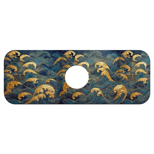 Faucet Fast Absorbent Pad - Japanese Gold Waves Navy Multi , Suitable For Kitchen, Bathroom, Island And Other Scenes - color: Japanese Gold Waves Navy Multi