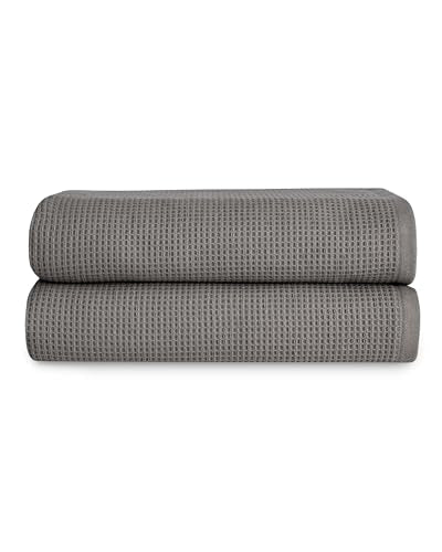 Cozy Earth Waffle Bath Towels, Mini Textured Waffle Weave Pattern | 60% Cotton 40% Viscose from Bamboo Bath Towels 30 x 58 Inches, Soft and Absorbent Terry, 2 Pack Charcoal - color: Charcoal, size: Bath Towel