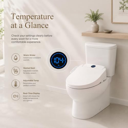 GAICOM Electric Bidet Toilet Seat Elongated, Heated Seat ＆ Warm Air Dryer | Instant Warm Water, Multiple Cleaning Modes, Side Panel Control, Self Cleaning Nozzle, Night Light, Soft Close Lid - color: Milky white