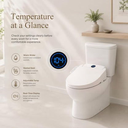 GAICOM Electric Bidet Toilet Seat Elongated, Heated Seat ＆ Warm Air Dryer | Instant Warm Water, Multiple Cleaning Modes, Side Panel Control, Self Cleaning Nozzle, Night Light, Soft Close Lid - color: Milky white