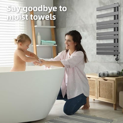 P&Dlusir M205 Electric Towel Warmer, Black, H39.76 x W19.69 | Heated Towel Rack, No Preheat, Fast Dry, Precise Timer, Plug-in/Hardwired - color: Black, size: 39.76"H x 19.69"L