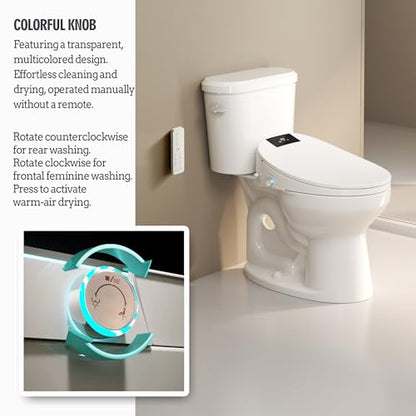 WLJBIDET Toilet Seat Bidet with Warm Water and Drying, O80KL - Elongated | Remote Control, Multiple Cleaning Modes, Adjustable Temperature, Soft Close Lid, LED Display, Nightlight