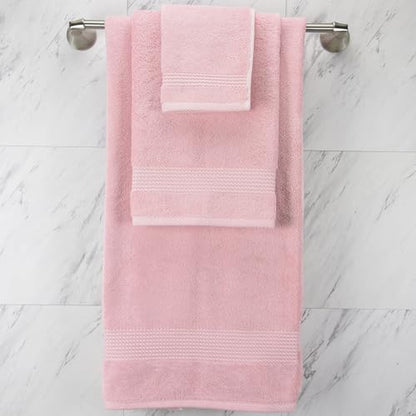 Lara Premium Bath Towel Set 6 Piece - Soft & Highly Absorbent Bathroom Towel Set, 100% Luxury Turkish Cotton, Flannel Bath Towels, 1 Bath Towel, 1 Hand Towel, 4 Washcloths - Rose - color: Rose, size: 1 Bath Towel, 1 Hand Towel, 4 Wash Cloths
