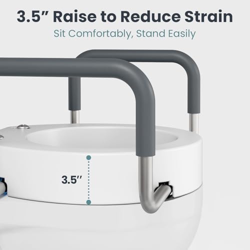 PELEGON Raised Toilet Seat With Handles (300lb) Toilet Seat Risers for Seniors, Raised Toilet Seat for Handicap Toilet Seat For Elderly & Disabled - Standard Seat - size: Standard