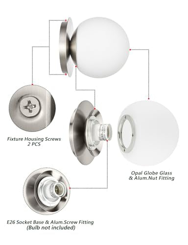 Wall Sconces, 1 Light Modern Globe Sconce in Brushed Nickel, Wall Light for Bedroom Bathroom Living Room & Hallway Vanity Lighting, Ceiling Light Fixture - color: Brushed Nickel, size: 1-Light