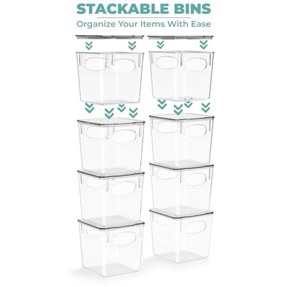 Sorbus Small Clear Plastic Storage Bins With Lids - Stackable Organizers for Toys, Clothes, Medicine, Makeup, Closet, Art Supply, Bathroom, Shoes (8 Pack) - size: Small, style: 8 Pack