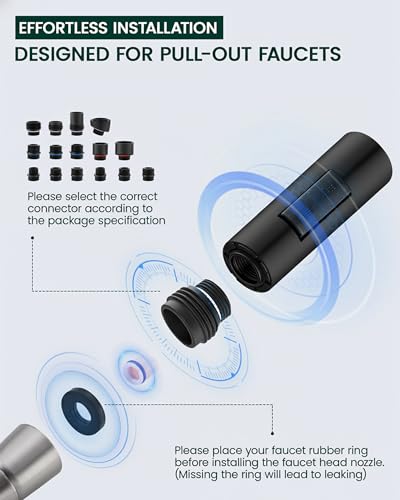 Metal Kitchen Faucet Head Replacement | Stainless Steel, 2-Mode Pull Down Kitchen Faucet Spray Head, with 15 Adapters, High Pressure Sink Sprayer Nozzle, Matte Black - color: Matte Black