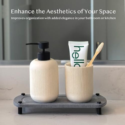 2PCS Absorbing Stone Soap Tray, Quick Dry Diatomaceous Earth Drying Rack | Self-draining, mold-resistant water absorbing soap holder; shower caddy, soap dispenser & sponge organizer, kitchen bathroom. - color: Glacier Gray