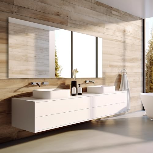 Bathroom Vanity Mirror 72"x36" Frameless Wall Mirror Shatterproof | Modern Wall Mount Vanity Mirror, Hangs Horizontally or Vertically, for Over Sink, Living Room, Bedroom, Upgraded Packing - size: 72"L x 36"W