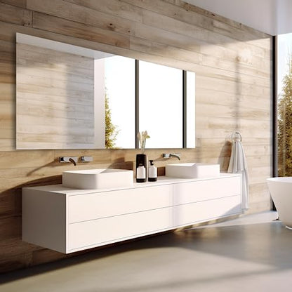 Bathroom Vanity Mirror 72"x36" Frameless Wall Mirror Shatterproof | Modern Wall Mount Vanity Mirror, Hangs Horizontally or Vertically, for Over Sink, Living Room, Bedroom, Upgraded Packing - size: 72"L x 36"W