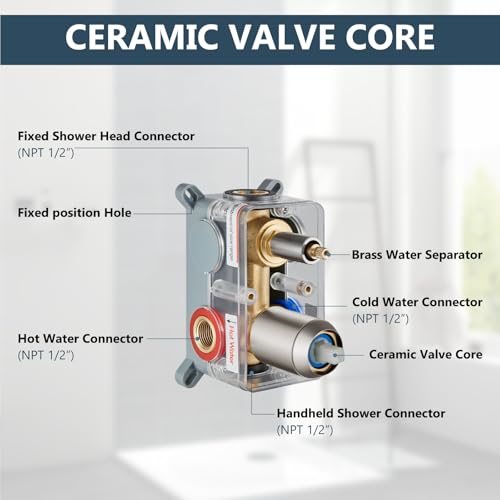 Aolemi Shower Faucet Set with Handheld Brushed Nickel 16 Inch Head | Pressure Balance Shower Valve and Trim Kit,SUS304 Rain Head and Handle System,All Metal,Wall Mount,Bathroom,Handheld Spray - color: Nickel, size: 16 Inch Wall Mount Shower Head