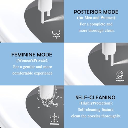 Non-Electric Hot and Cold Water Bidet Attachment Warm & Cold Dual Water Sprayer for Toilet with Self-Cleaning Nozzle, Adjustable Pressure, Front & Rear Wash Easy Installation (Warm Water Bidet-509)