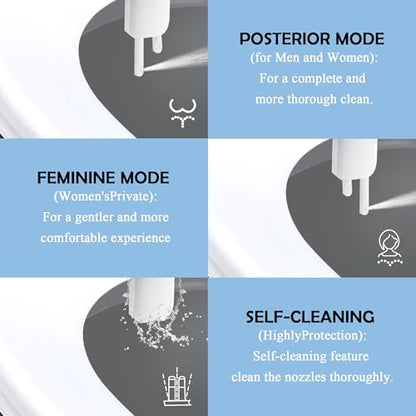 Non-Electric Hot and Cold Water Bidet Attachment Warm & Cold Dual Water Sprayer for Toilet with Self-Cleaning Nozzle, Adjustable Pressure, Front & Rear Wash Easy Installation (Warm Water Bidet-509)