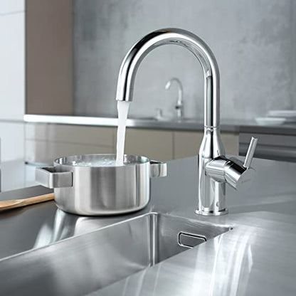 WOWOW Bar Sink Faucet Chrome Modern Single Handle Bar Faucet 1 Hole Small Kitchen Sink Faucet 360 Swivel RV Sink Faucets Mini Bar Tap with Water Supply Hoses - color: Chrome