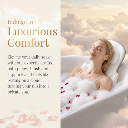 Full Body Bath Pillow, Luxury Bath Cushion with 192 Suction Cups, Bath Pillows for Tub for Head and Neck Support, with Laundry Bag White, 51" x 16" - size: 51" x 16"(Upgrade）