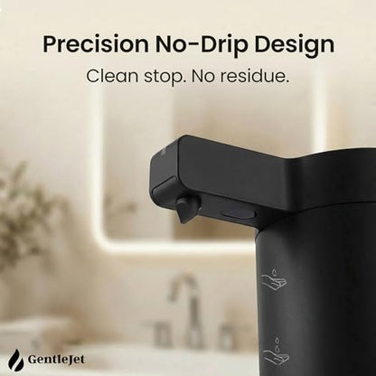 GentleJet SmoothDrop Automatic Liquid Soap Dispenser Touchless, No-Drip Precision Pump, USB-C Rechargeable, 304 Stainless Steel, Waterproof Countertop Dispenser for Kitchen & Bathroom Sink, 270 ml - color: Black