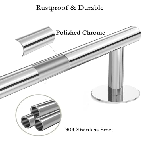 9" Self Adhesive Polished Chrome Hand Towel Holder, No Drill Small Bathroom Organizer, 304SS - color: Chrome, size: 9 Inch