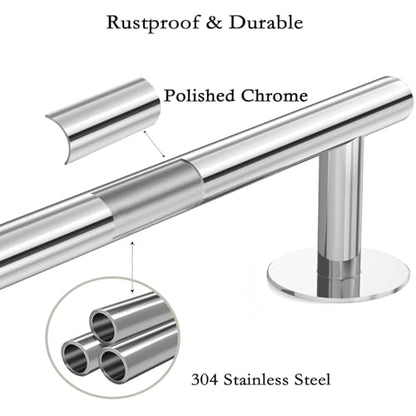 3M Towel Bar, 24 Inch #304SS Chrome No Drill Self Adhesive Bathroom Towel Rod Wall Mounted - color: Chrome, size: 23.6 Inch