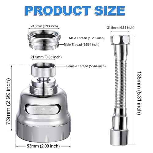 Kitchen Sink Faucet Sprayer Attachment, Movable Kitchen Tap Head 360° Rotatable, Anti-Splash Sink Sprayer Faucet Nozzle Head, Water Saving Faucet Aerator - style: 3 Modes Sprayer