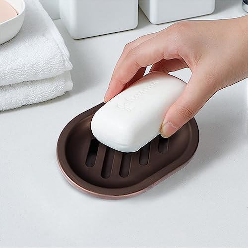 TOPSKY 4 Pcs Soap Dish for Shower, Soap Savers with Drip Tray, Plastic Double Layer Draining Soap Box for Bathroom - Bronze - color: Bronze 4pcs